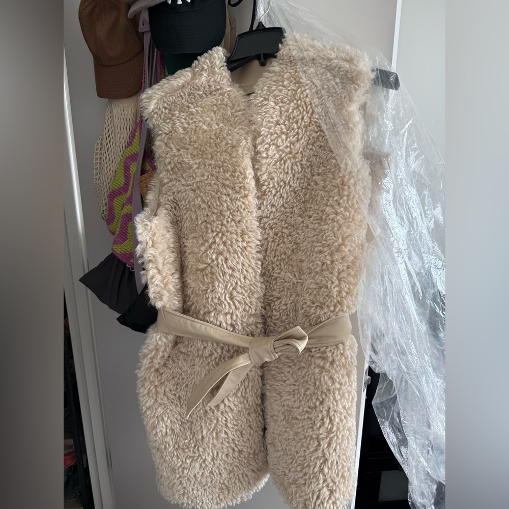 Calvin Klein Beige Faux Fur Vest
